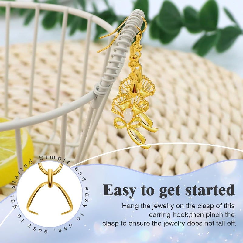 MENKEY Earring Hooks 50 PCS/25 Pairs, Stainless Steel Golden Ear Wires Fish Hooks, Hypo-allergenic Jewelry Findings Parts for DIY Jewelry Making - Image 4